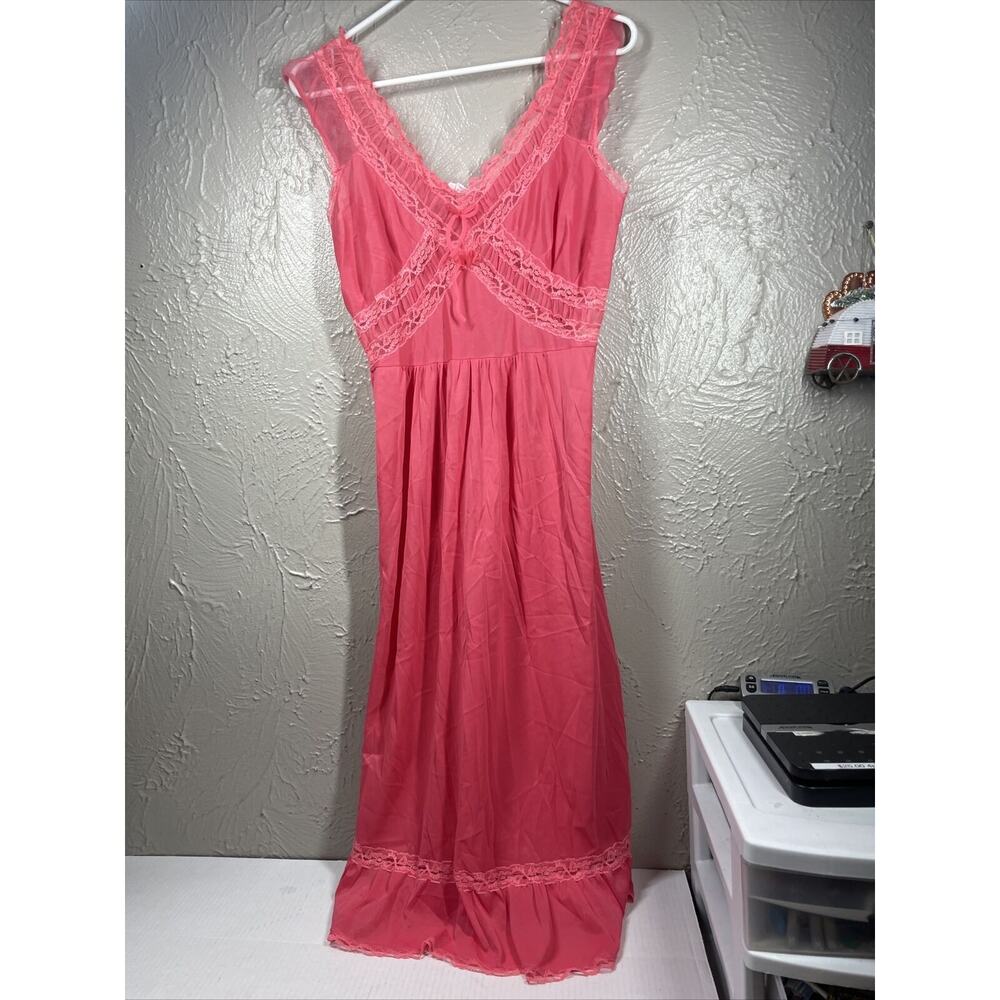 Lady Edso Pink Nightgown Vintage Nylon Lace‎ 38